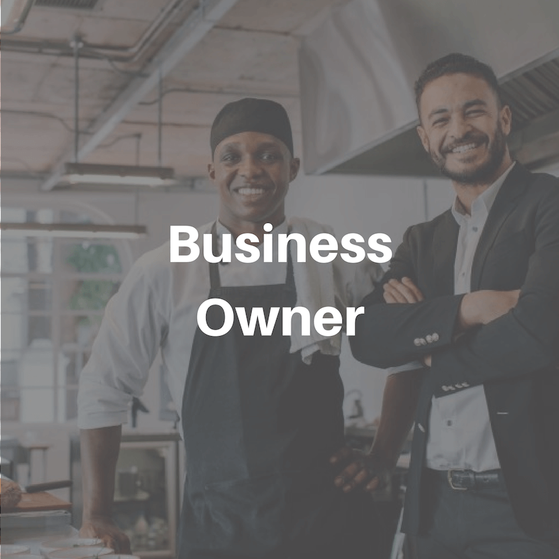 Business Owner, chef and businessman standing in industrial kitchen